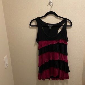 Black and Pink Ruffled Women's Top